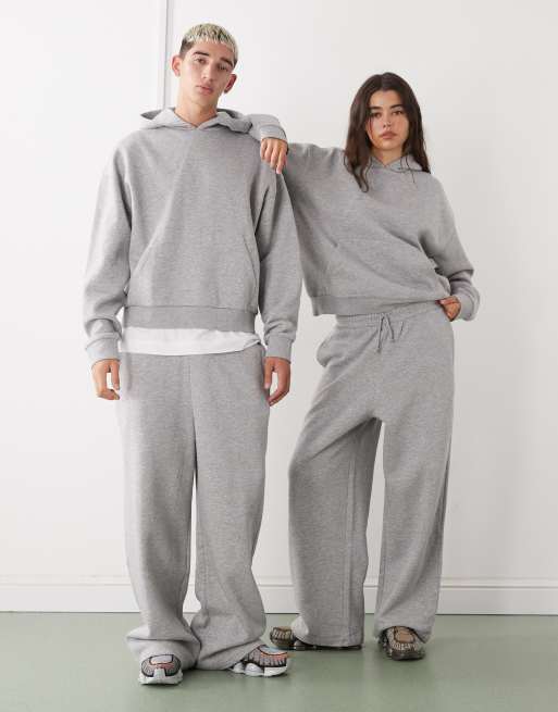 Reclaimed Vintage – Kastiger Unisex-Kapuzenpullover aus schwerem Stoff in meliertem Grau, 2 von 4