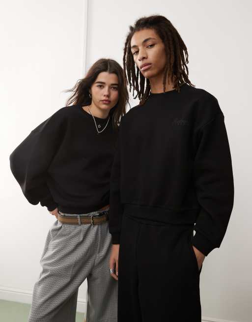 Reclaimed Vintage Kastiges Unisex Sweatshirt aus schwerem Stoff in verwaschenem Schwarz mit Oversize Passform ASOS