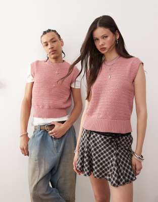 Reclaimed Vintage - Kastiges Unisex-Tanktop aus Strick in Rosa