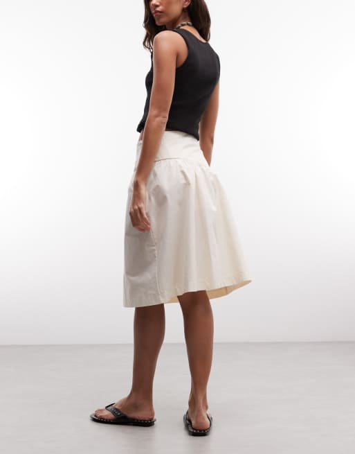 Reclaimed Vintage katoenen poplin rok in ivoorwit, 5 van 5
