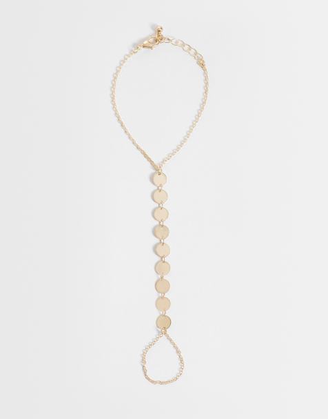 Reclaimed Vintage – Kettenarmband in Gold mit Ringgliedern und Scheibendetail - view 1