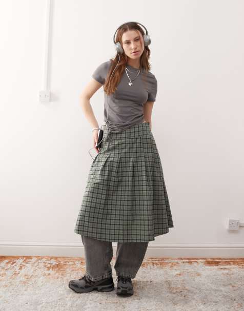 Reclaimed Vintage - Kilt mi-long plissé à carreaux - view 1