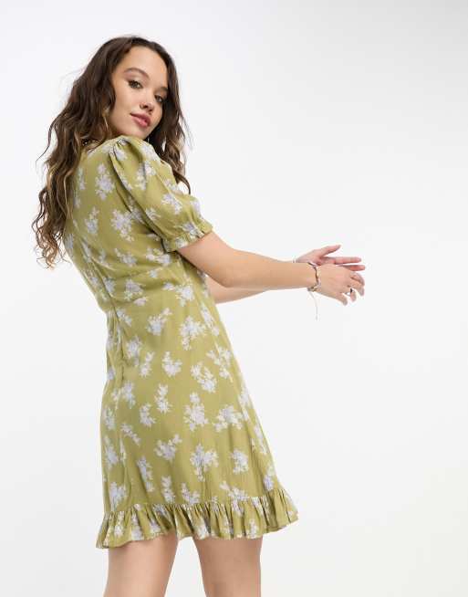 Reclaimed Vintage Kleid mit Bindedetail vorne und Blumenmuster