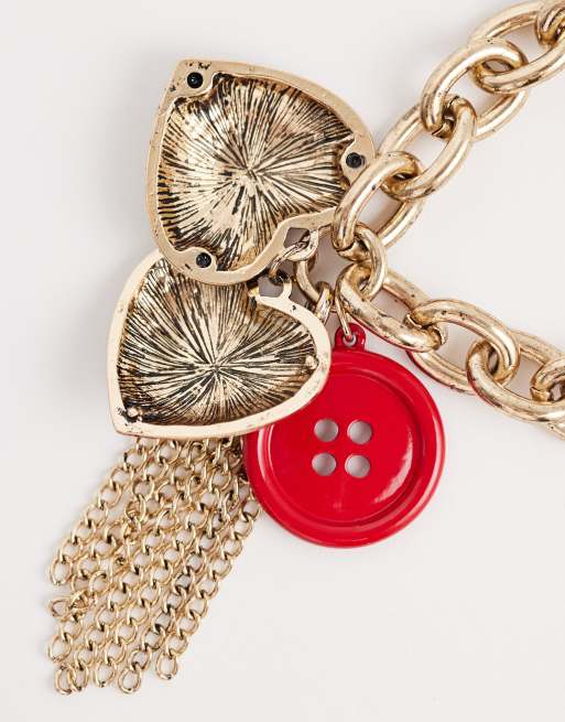 Reclaimed Vintage – Klobiges Boho-Armband in Goldoptik mit Anhängern, 2 von 3