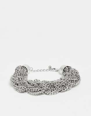 Reclaimed Vintage - Klobiges silberfarbenes Unisex-Kettenarmband