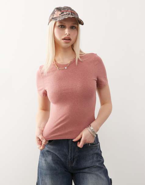 Reclaimed Vintage – Knapp geschnittenes T-Shirt in Rosa - view 1