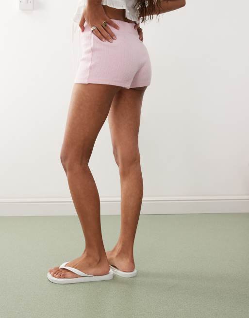 Reclaimed Vintage – Knappe Shorts aus Jersey in Hellrosa, Kombiteil , 5 von 5
