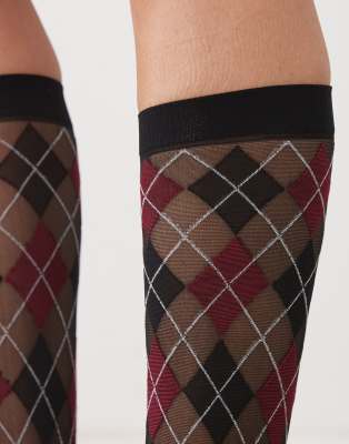 Reclaimed Vintage Knee High Sheer Socks In Black