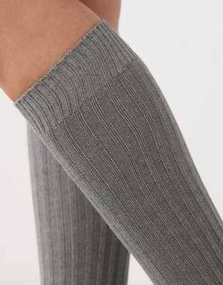 Reclaimed Vintage Knee Length Cotton Sock In Gray
