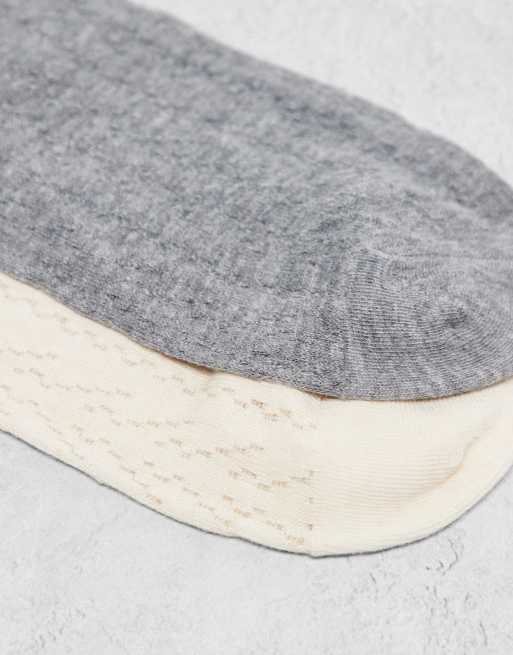 Reclaimed Vintage knee length socks 2 pack in grey and cream, 2 of 3
