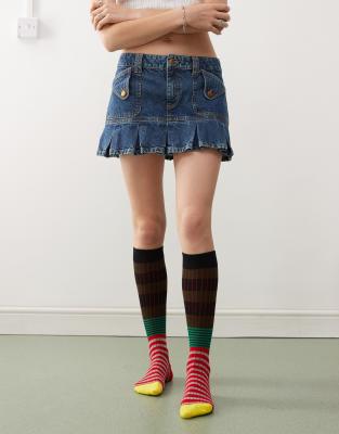 Reclaimed Vintage knee length stripey sport socks-Multi