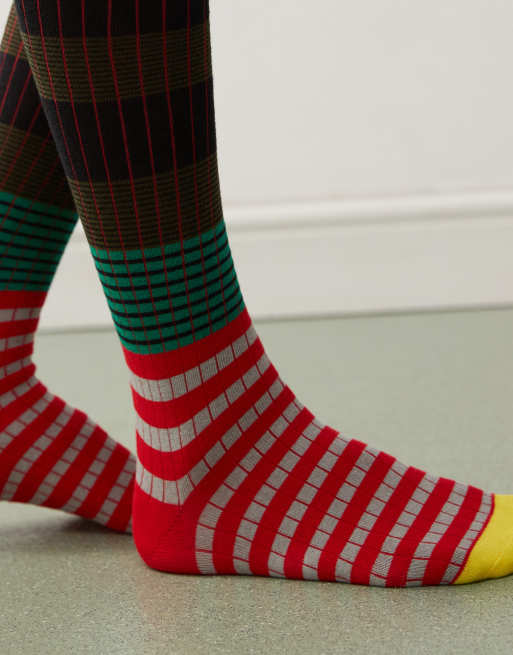 Reclaimed Vintage – Knielange Sportsocken mit Streifenmustern, 3 von 4