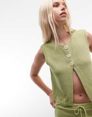Reclaimed Vintage Knit Festival Top In Green