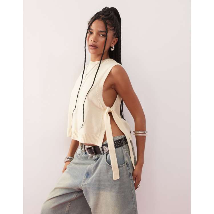 Reclaimed Vintage knit layering tank top with tie sides in