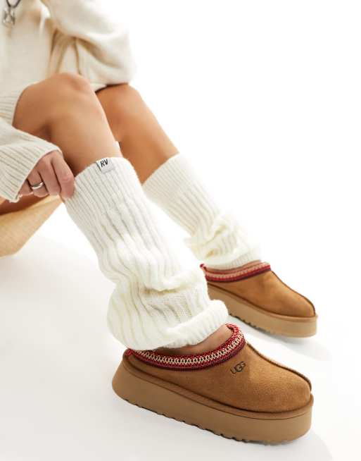 Reclaimed Vintage knit leg warmers in cream 