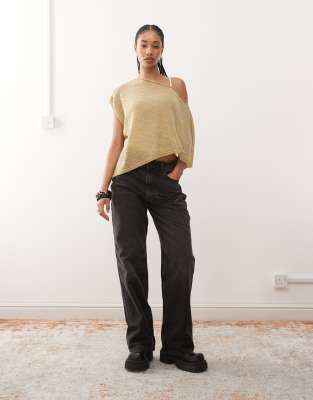 Reclaimed Vintage Knit Metallic Poncho In Brown