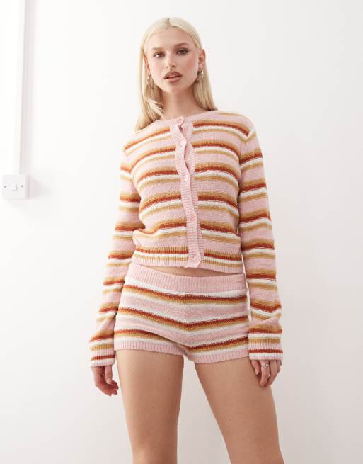 Reclaimed Vintage knit set in pink multi stripes