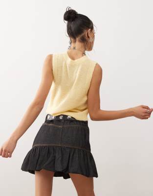 Reclaimed Vintage knit vest in buttermilk yellow