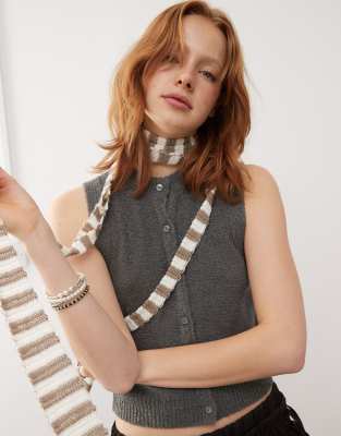 Reclaimed Vintage Knit Vest In Gray