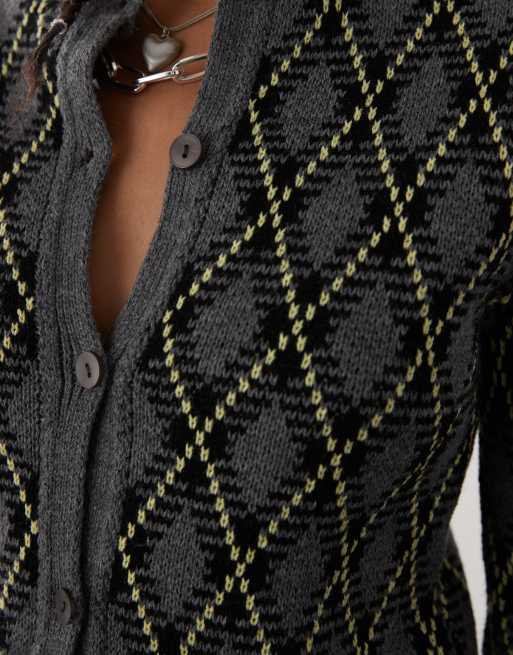 【正規品直輸入】 Vintage Reclaimed knitted a of part - print argyle in cardi トップス