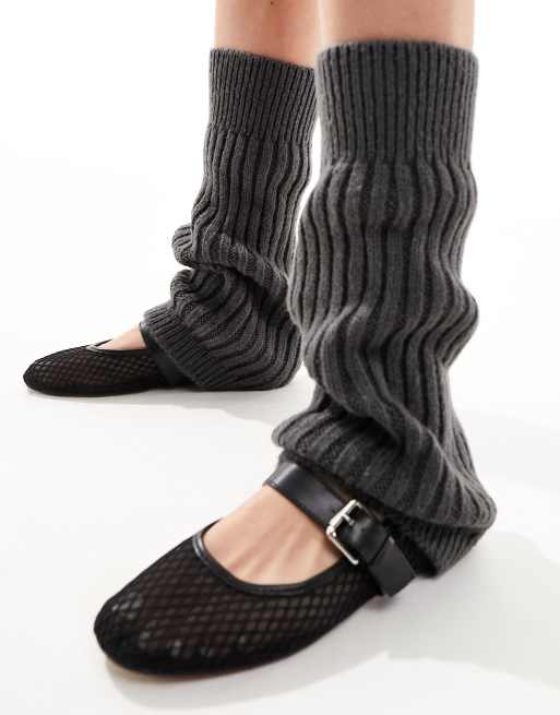 Reclaimed Vintage knitted leg warmer in charcoal 