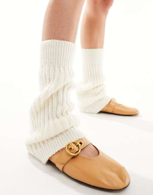 Reclaimed Vintage knitted leg warmers in cream 