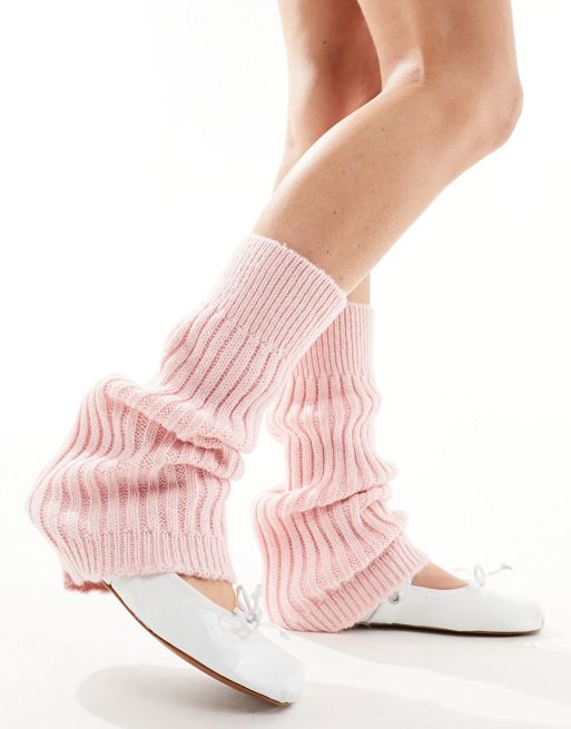 Reclaimed Vintage knitted leg warmers in pink