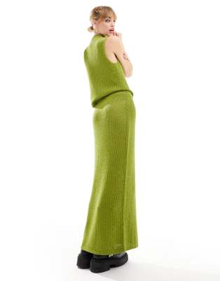 knitted maxi skirt - part of a set-Green