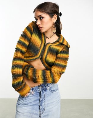Reclaimed Vintage knitted ombre shrug with distressing