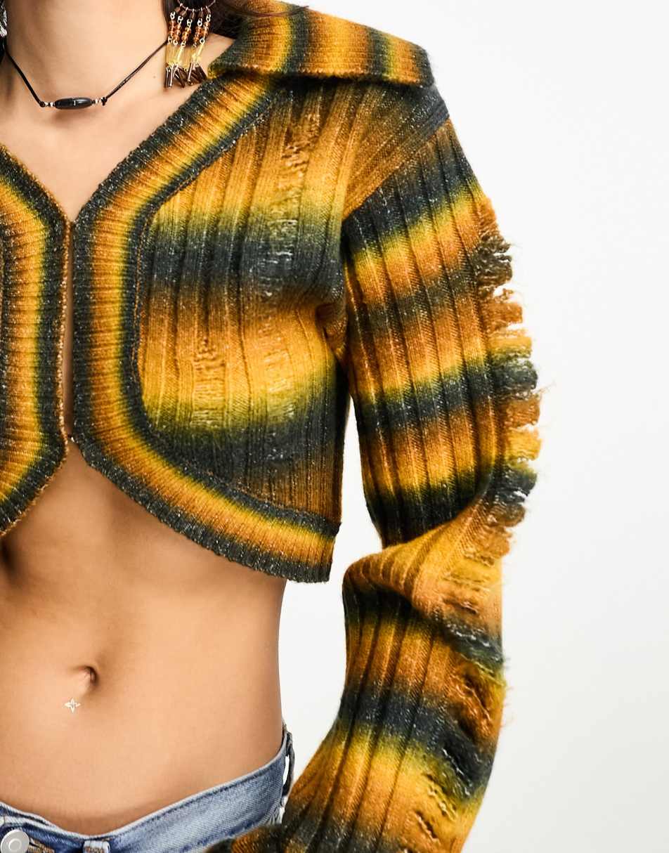 Reclaimed Vintage knitted ombre shrug with distressing 1