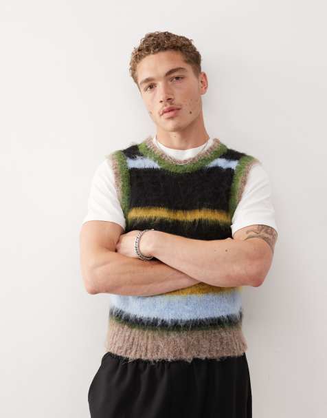 Reclaimed Vintage knitted vest in multi stripe - view 1