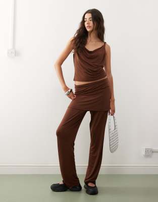 Reclaimed Vintage Knot Detail Strap Slinky Cami Top In Brown