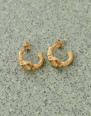Reclaimed Vintage Knot Hoop Earrings In Gold