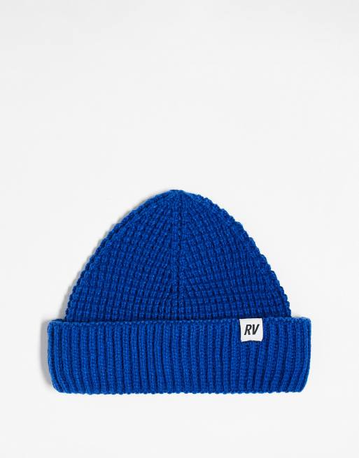 Reclaimed Vintage – Kobaltowoniebieska czapka beanie unisex o waflowej strukturze z logo