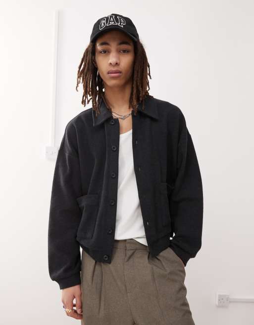 Reclaimed Vintage - Koksblå blød cardigan med krave i afslappet pasform