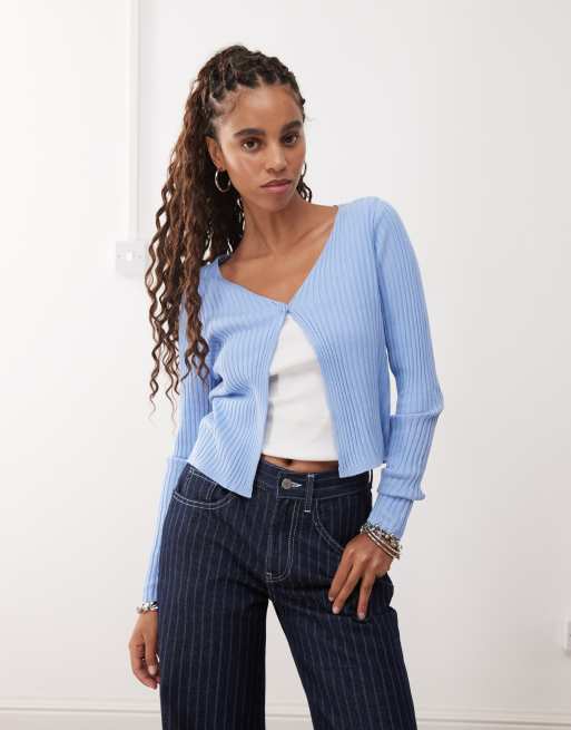 Reclaimed Vintage - Kort 90'er-cardigan i ribstrik