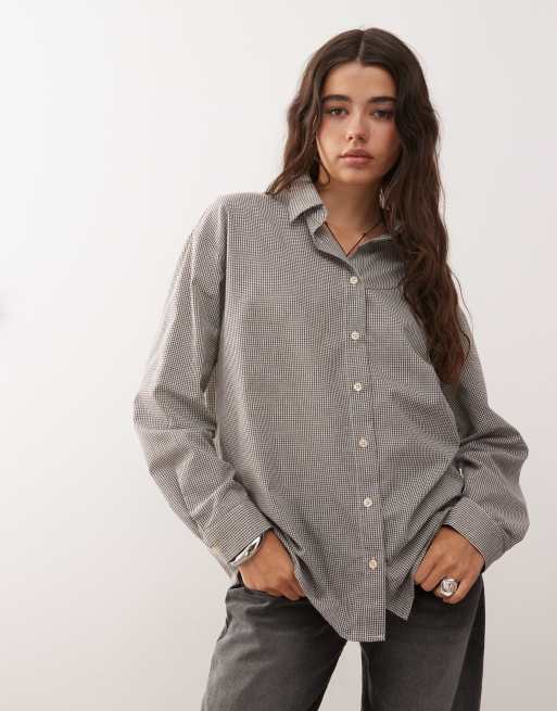 Reclaimed Vintage – Koszula oversize w brązową kratkę vichy