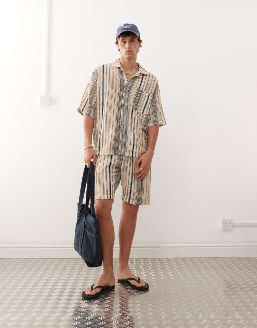 Reclaimed Vintage – Koszula oxford oversize z dzianiny w paski, część zestawu