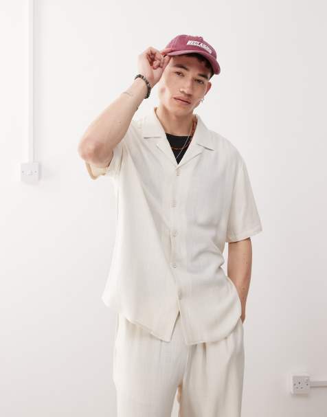 Reclaimed Vintage oversized linen blend shirt in cream