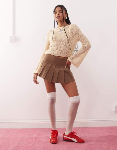 Reclaimed Vintage floral festival knitted long sleeve top in cream