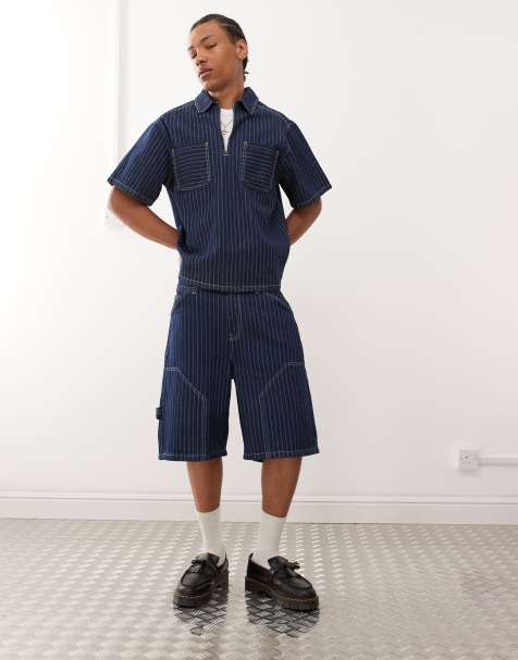 Reclaimed Vintage – Kritstrecksrandigt set i denim - view 1