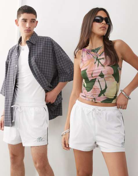 Reclaimed Vintage – Kurze Unisex-Shorts aus Airtex in Weiß - view 1