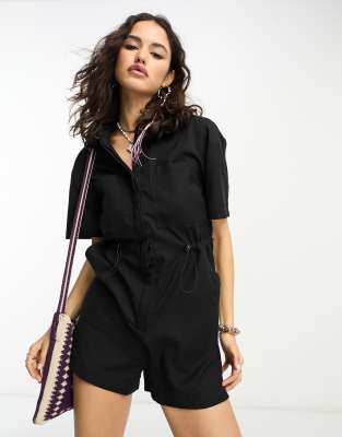 Reclaimed Vintage - Kurzer Overall in Schwarz-Black