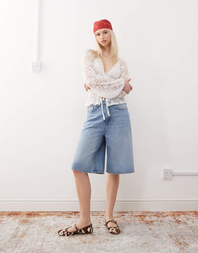Reclaimed Vintage lace cowgirl western blouse in white | ASOS
