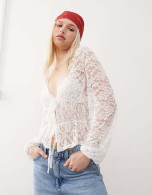 Reclaimed Vintage Lace Cowgirl Western Blouse In White