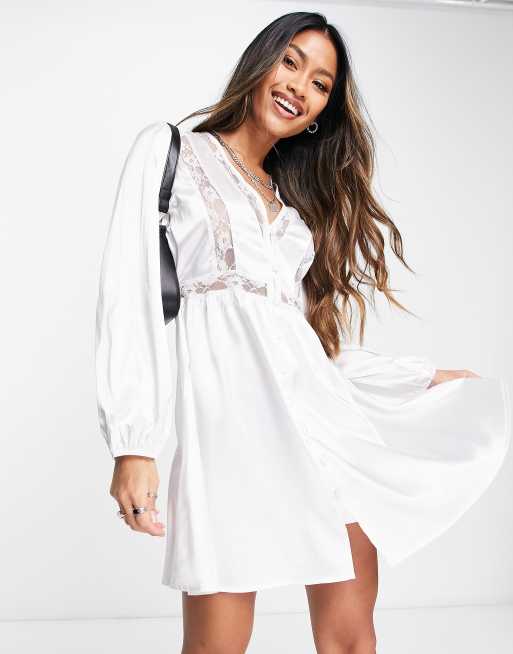 Reclaimed Vintage lace detail dress in ivory ASOS