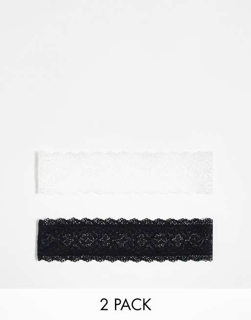 Reclaimed Vintage lace headband 2 pack in black & white