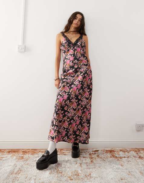 Reclaimed Vintage lace insert cami midi dress in floral print
