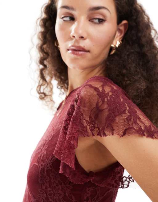 Burgundy lace maxi clearance