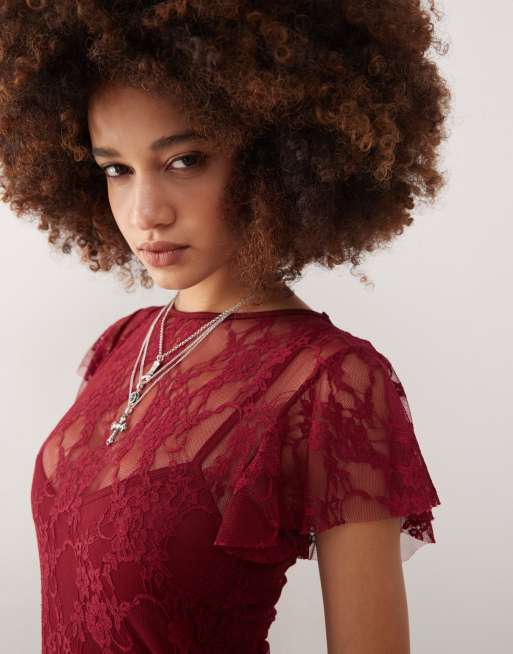 Red lace maxi online